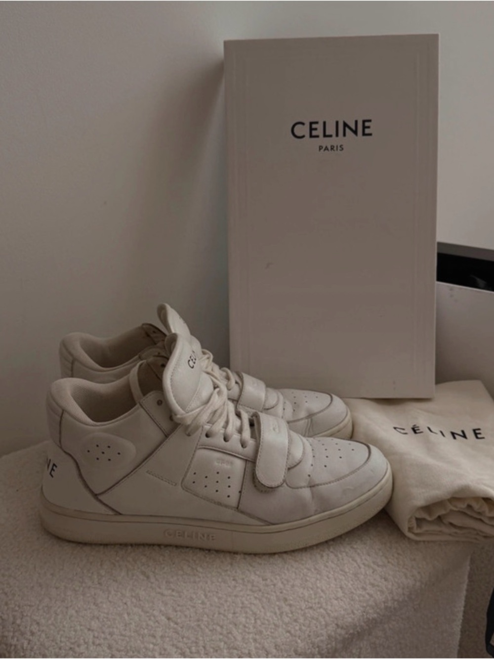 Celine White High-Top Sneakers | Size 40 | Full Set - Picture 4 of 14